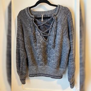 Free People Gray lace sweater size Medium